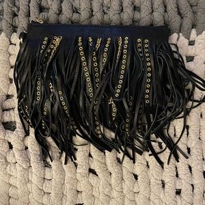 NWOT Banana Republic Black and Gold studded fringe clutch/wristlet bag 🖤